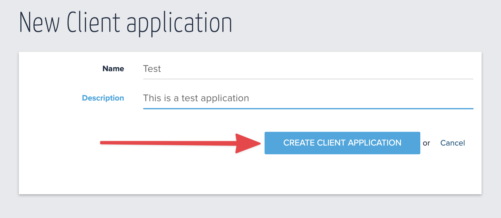 Client application create